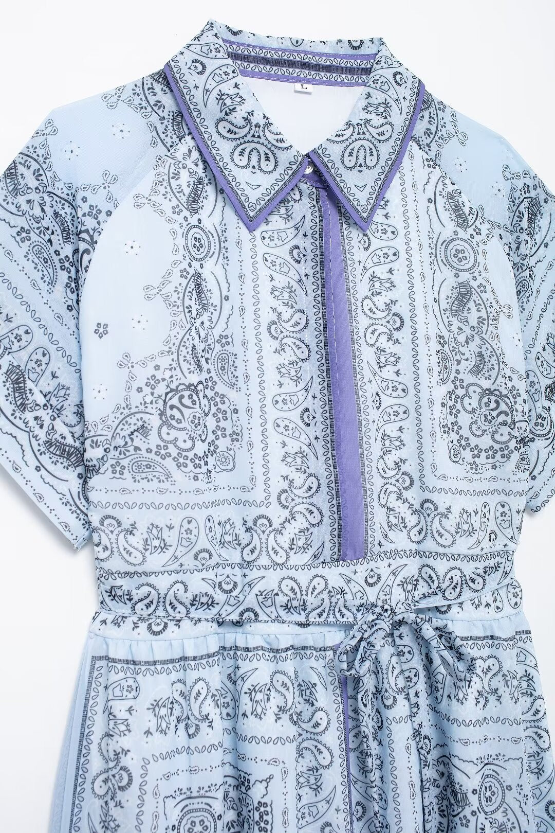 Women's Women's's Chiffon Collared Tie Shirt Short Sleeve Dress