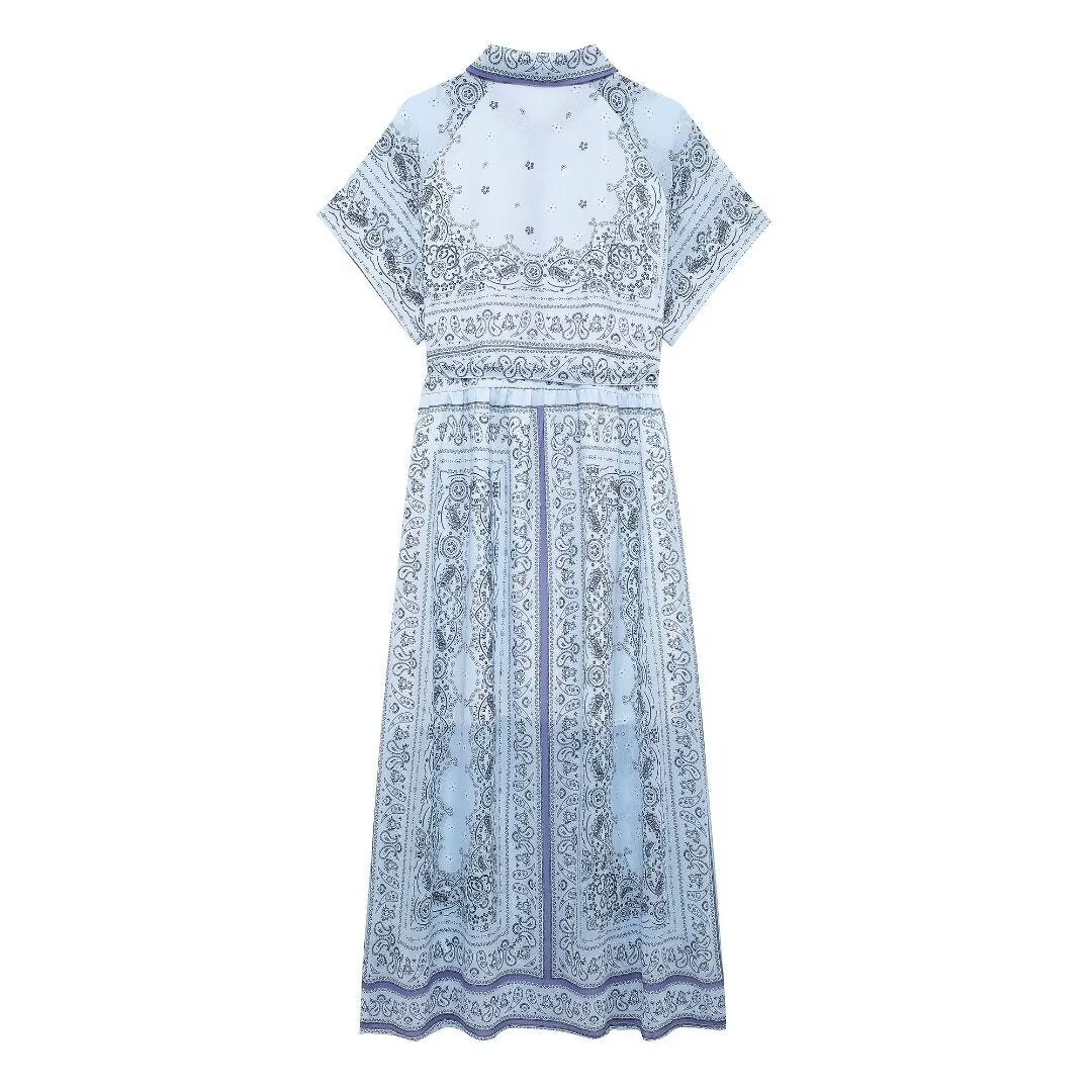 Women's Women's's Chiffon Collared Tie Shirt Short Sleeve Dress