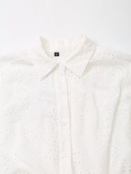 Embroidered Collared Belted Short-Sleeve Shirt Maxi Dress