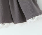 Women's Lace Pleated High-Waisted Two-Piece Skirt Set