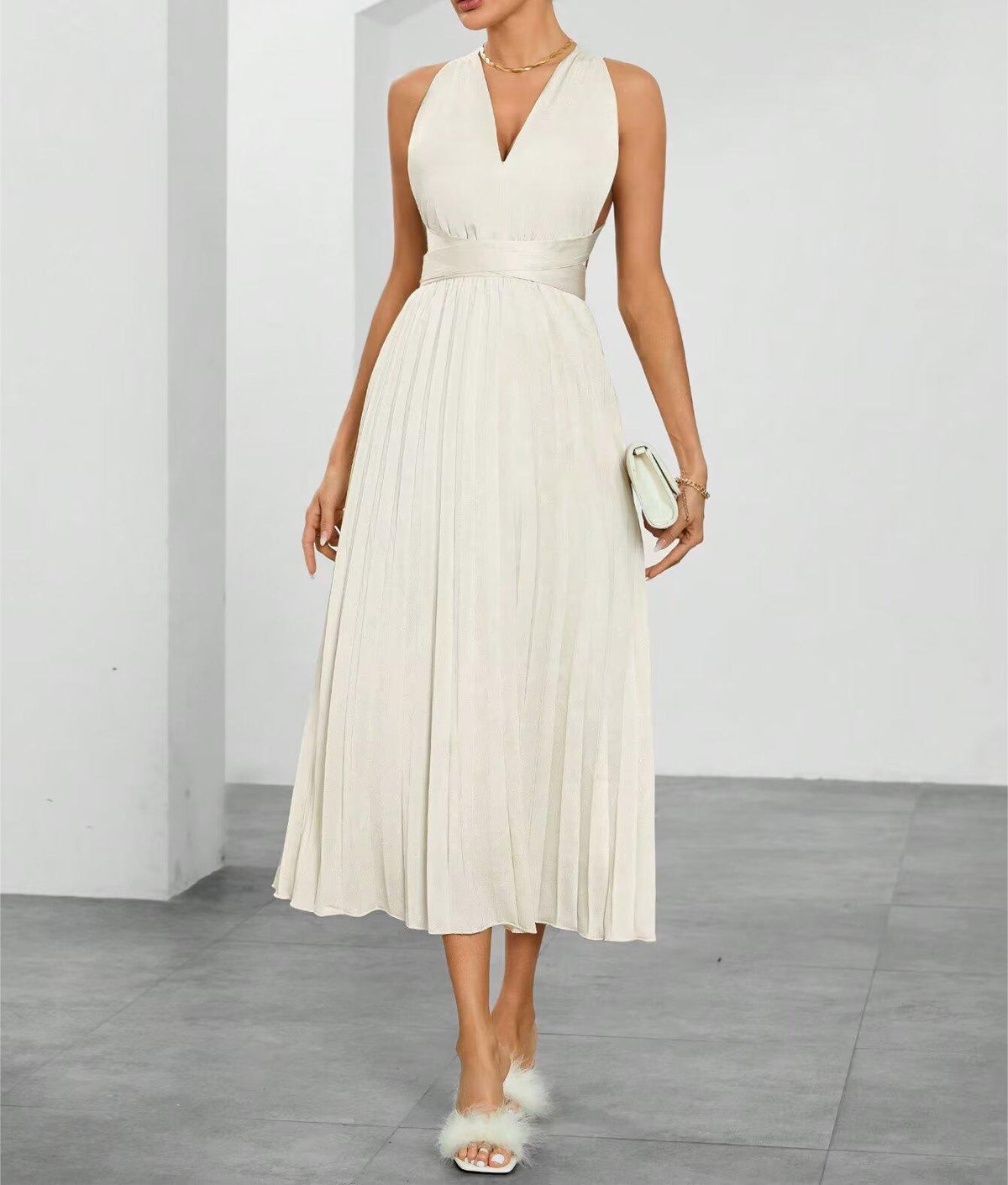 's Backless Cross-Strap Cutout Dress