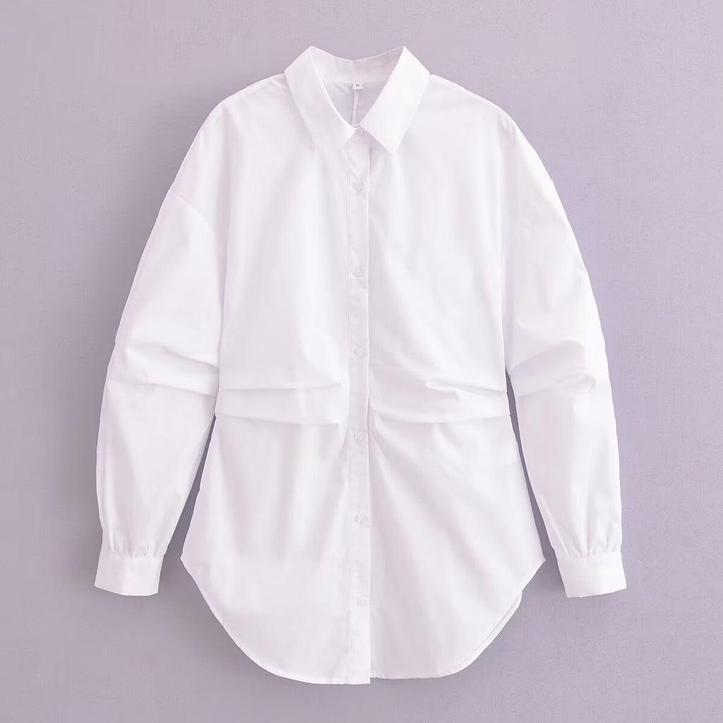 Women's Long Sleeve Loose Shirt White Shirt