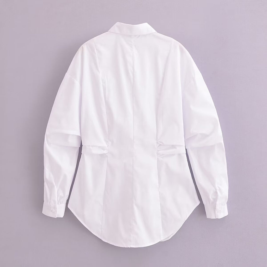 Women's Long Sleeve Loose Shirt White Shirt