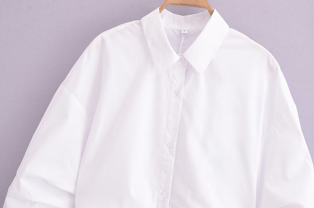 Women's Long Sleeve Loose Shirt White Shirt
