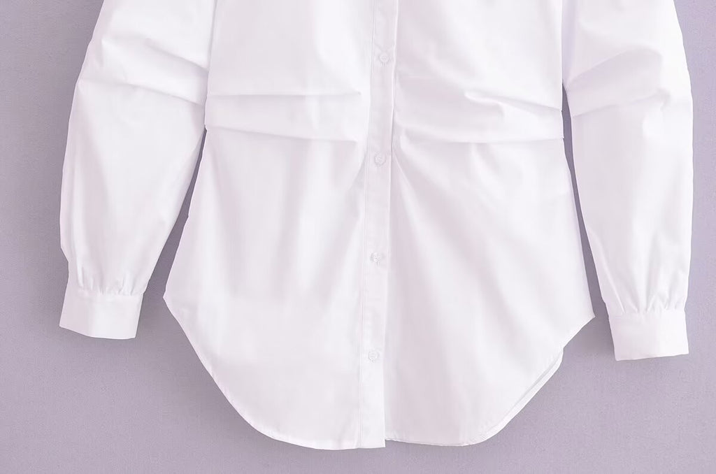 Women's Long Sleeve Loose Shirt White Shirt