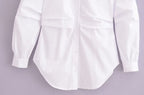 Women's Long Sleeve Loose Shirt White Shirt