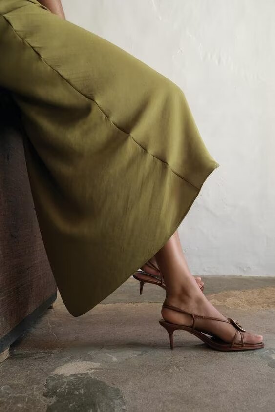 Silk Satin Texture Midi Satin Casual Solid-Color Sleeveless Drape