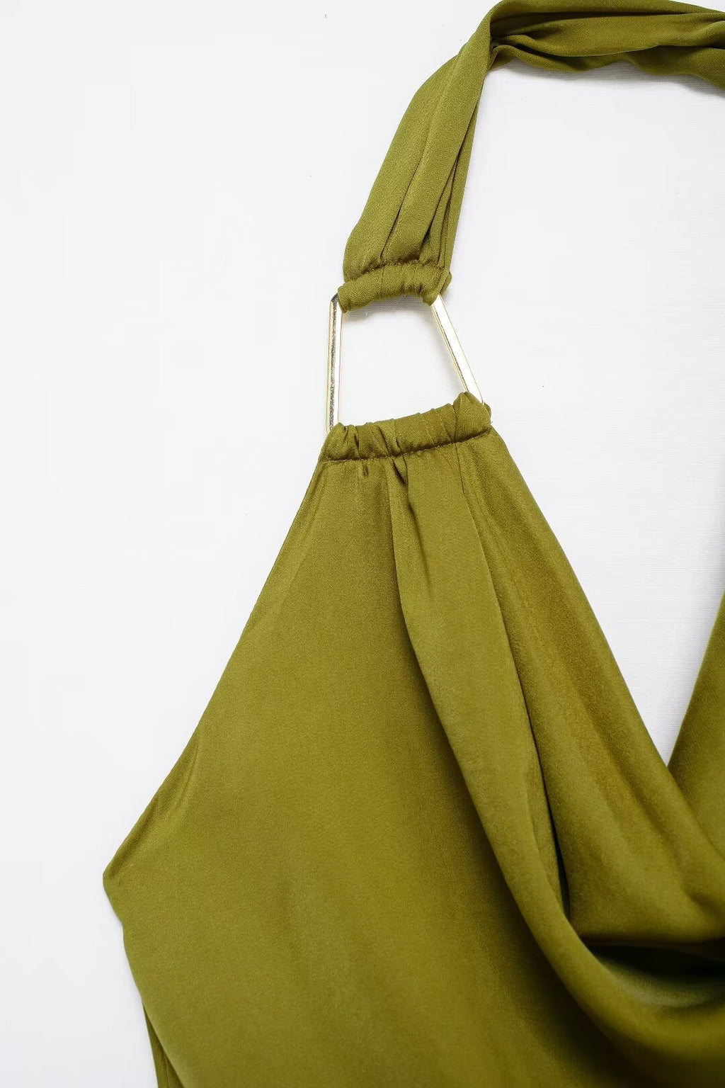 Silk Satin Texture Midi Satin Casual Solid-Color Sleeveless Drape