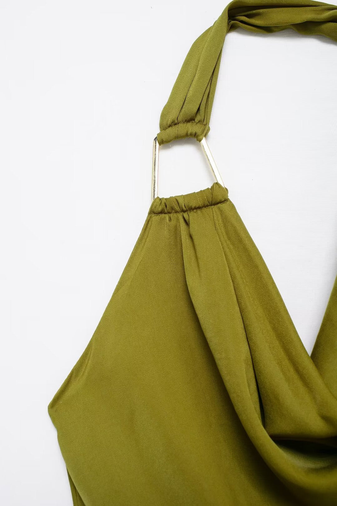 Silk Satin Texture Midi Satin Casual Solid-Color Sleeveless Drape