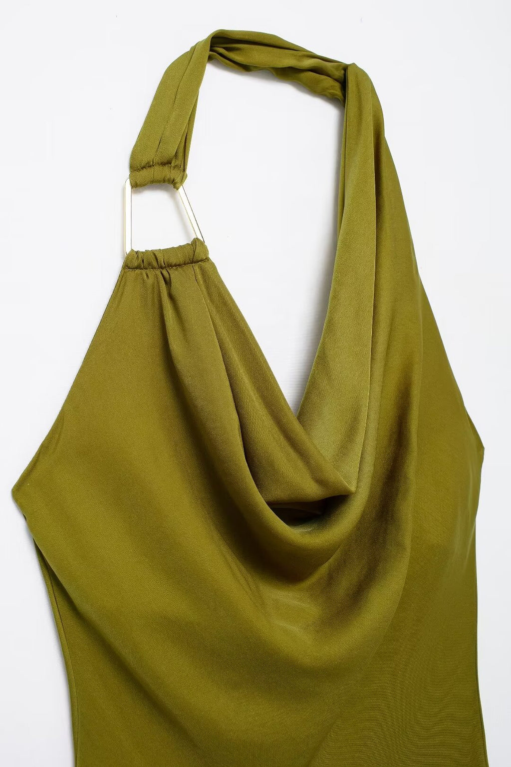 Silk Satin Texture Midi Satin Casual Solid-Color Sleeveless Drape