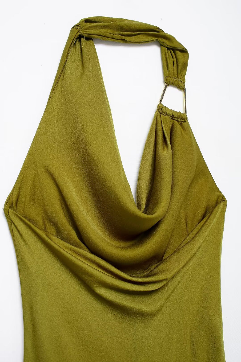 Silk Satin Texture Midi Satin Casual Solid-Color Sleeveless Drape