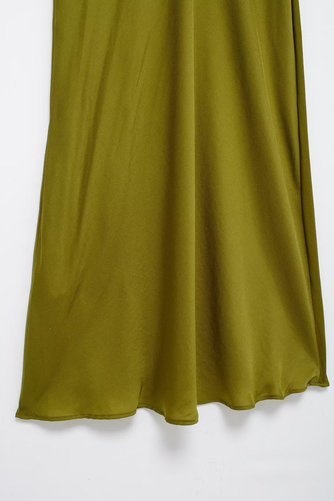 Silk Satin Texture Midi Satin Casual Solid-Color Sleeveless Drape
