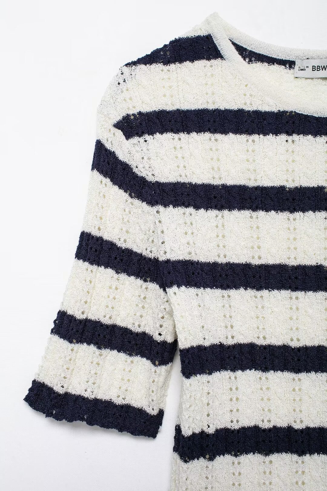 Women’s Diagonal Stripe Knit Short Sleeve Top