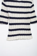 Women’s Diagonal Stripe Knit Short Sleeve Top