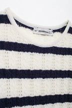 Women’s Diagonal Stripe Knit Short Sleeve Top