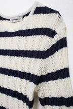 Women’s Diagonal Stripe Knit Short Sleeve Top