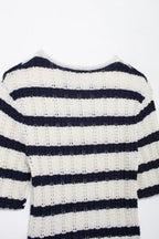 Women’s Diagonal Stripe Knit Short Sleeve Top