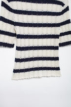 Women’s Diagonal Stripe Knit Short Sleeve Top