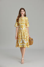 Women's 's Printed A-Line Crew-Neck Dress
