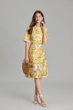 Women's 's Printed A-Line Crew-Neck Dress
