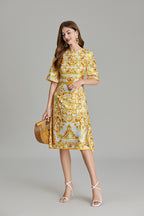 Women's 's Printed A-Line Crew-Neck Dress