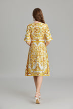 Women's 's Printed A-Line Crew-Neck Dress
