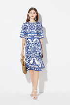 Women's 's Printed A-Line Crew-Neck Dress