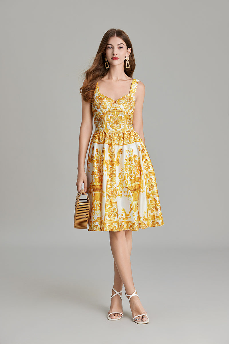 Women's 's Printed A-Line V-Neck Dress