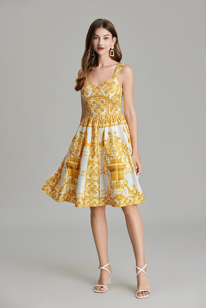 Women's 's Printed A-Line V-Neck Dress
