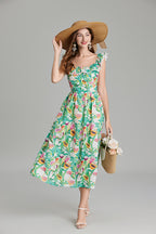 Women's 's Printed A-Line Crew-Neck Dress