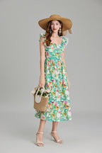 Women's 's Printed A-Line Crew-Neck Dress