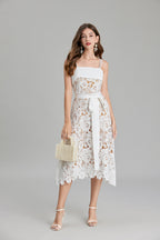 Women's Embroidered Belted A-Line Maxi Dress