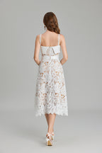 Women's Embroidered Belted A-Line Maxi Dress