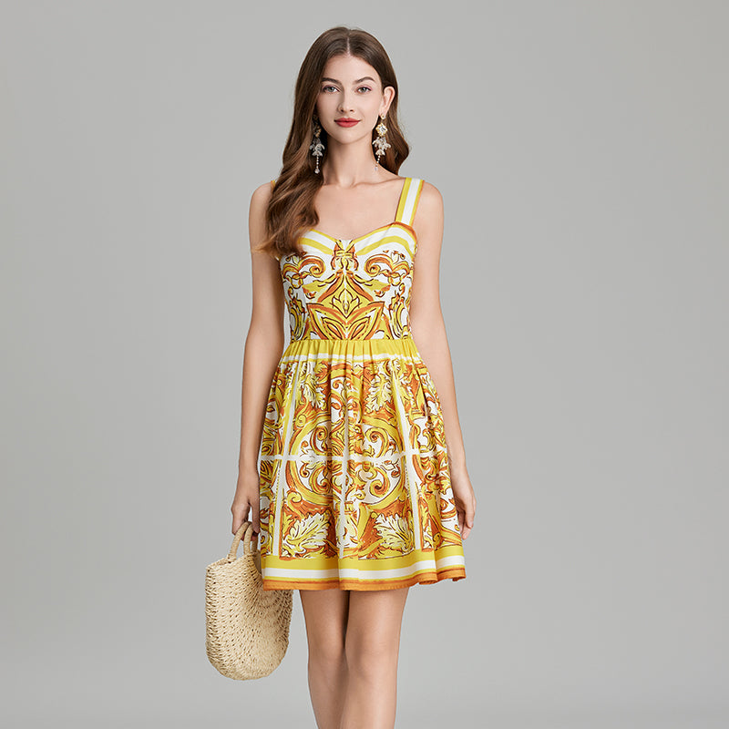 Women's 's Printed Sleeveless A-Line Dress