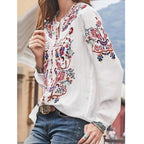 Women's Bohemian Loose Cardigan Printing Long Sleeve Shirt Top