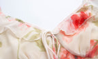 Women's French Floral Ruffle V-Neck Fishtail Dress
