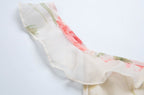 Women's French Floral Ruffle V-Neck Fishtail Dress