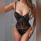 Floral Lace Boned Corset Jumpsuit for Women