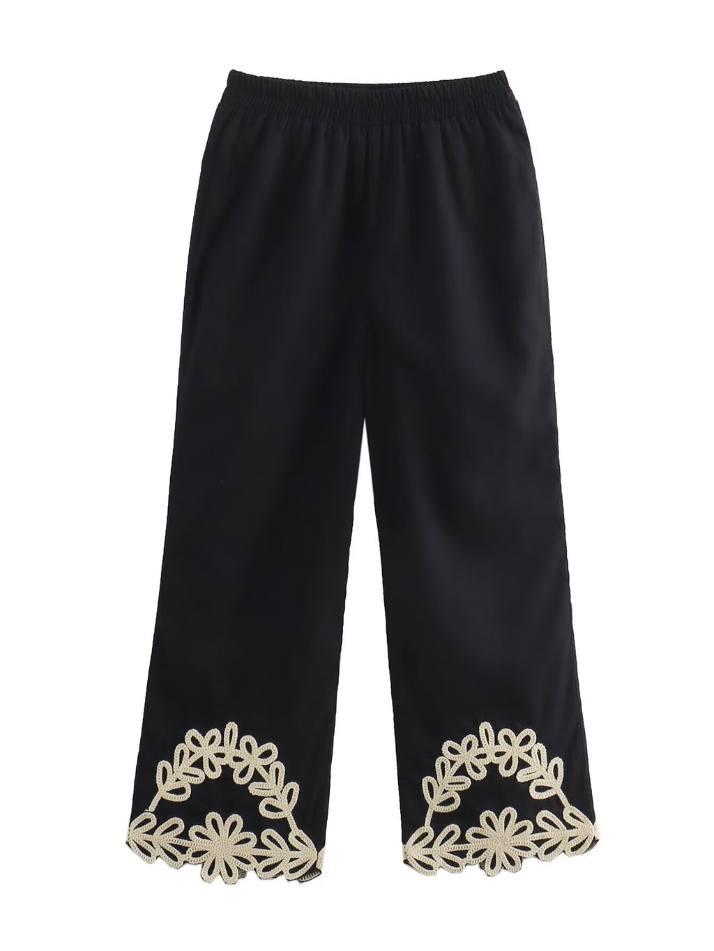 Summer Embroidery Short V-Neck Vest Embroidered Trousers Three-Piece Set