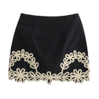 Summer Embroidery Short V-Neck Vest Embroidered Trousers Three-Piece Set