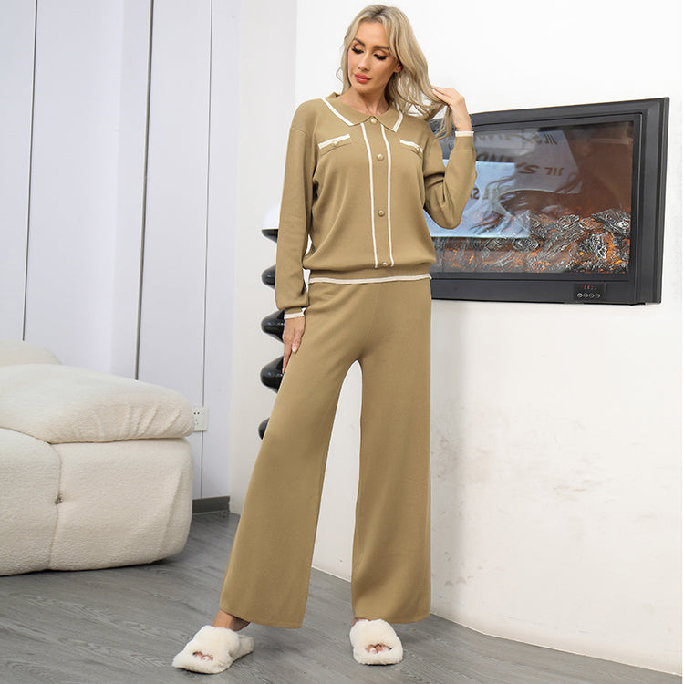 Autumn And Winter Loose Casual Sweater Pullover Two-Piece Set