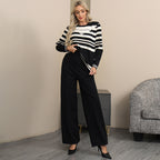 Autumn And Winter Loose Casual Sweater Pullover Two-Piece Set