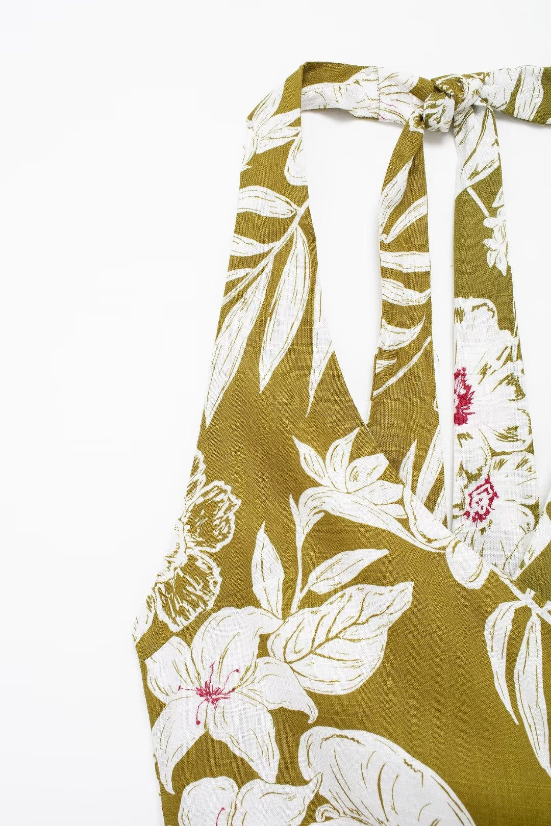 Women's Linen Blended Floral Print Dress