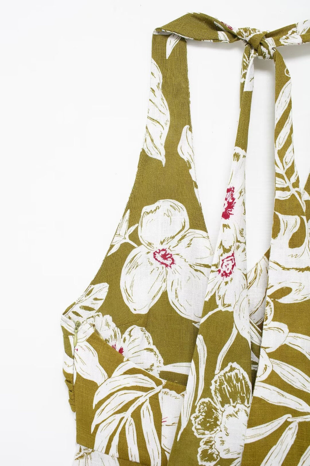 Women's Linen Blended Floral Print Dress