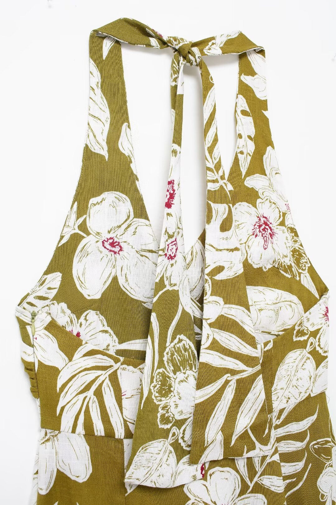 Women's Linen Blended Floral Print Dress