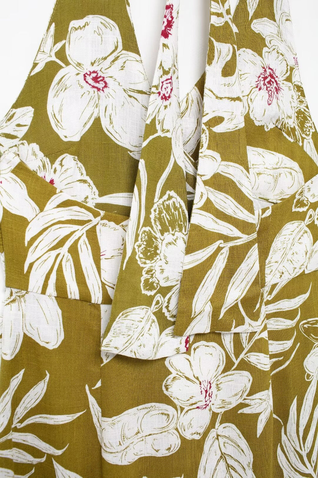 Women's Linen Blended Floral Print Dress