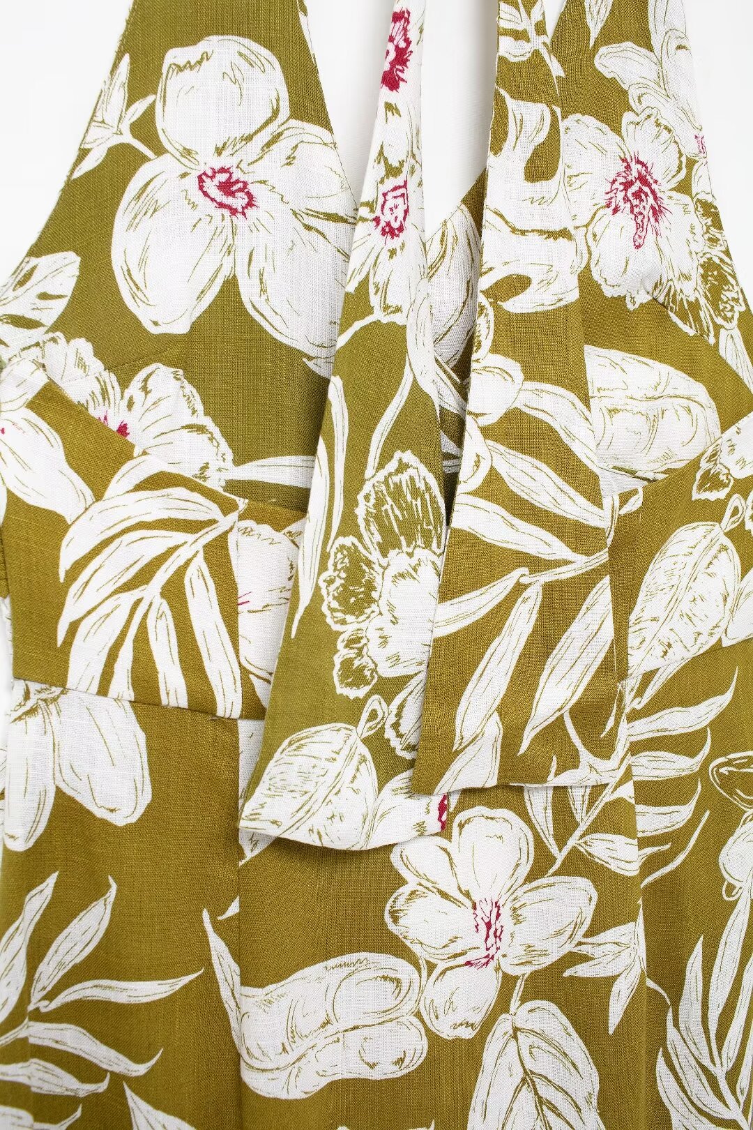 Women's Linen Blended Floral Print Dress