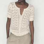 Women’s White Button Front Jacquard Knit Jacket