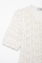 Women’s White Button Front Jacquard Knit Jacket