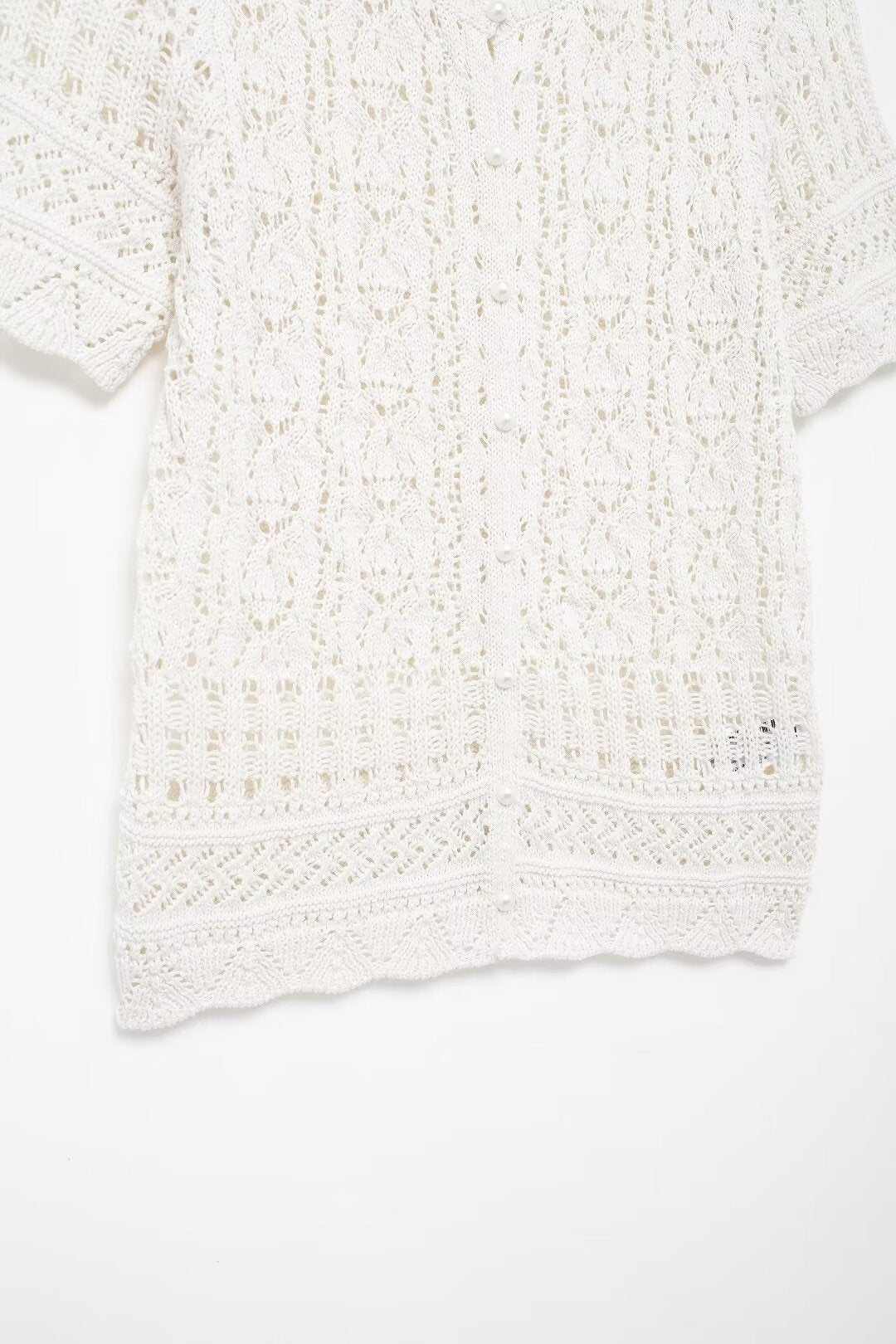 Women’s White Button Front Jacquard Knit Jacket